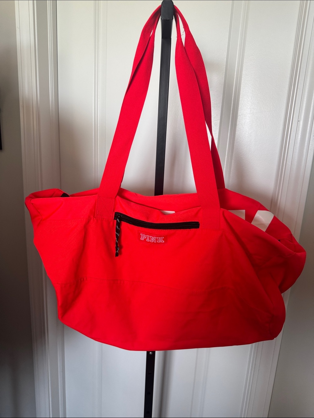 PINK Victoria's Secret Bright Red Canvas Tote with Front Zip